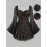 Plus Size - Elegant Plus Size Women'S Faux Fur Mesh Bell Sleeve Dress - Square Neck, Long Sleeve, Black with Golden Accents, All-Season Midi Dress for Formal Occasions, Formal Dresses Elegant, Fitted Silhouette