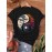 [Season Versatile] Women's Yin Yang Tree of Life Graphic T-Shirt - Short Sleeve Crew Neck, Dark Gray with Colorful Night Sky Design, Casual Summer & Spring Top, Casual Wear Top|Tree Of Life Design|Smooth Texture Shirt