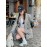 Women's Geometric Print Casual Coat - Loose Fit Mid-Length Jacket with Buttons, 100% Polyester, All-Season Versatile Outerwear