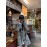 Women's Geometric Print Casual Coat - Loose Fit Mid-Length Jacket with Buttons, 100% Polyester, All-Season Versatile Outerwear