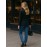 Women's Professional Blazer - Elegant Black & Golden button-front Jacket, Structured H-Silhouette for Office, Formal Events, Everyday - Machine Washable Non-Stretch Blazer Coat